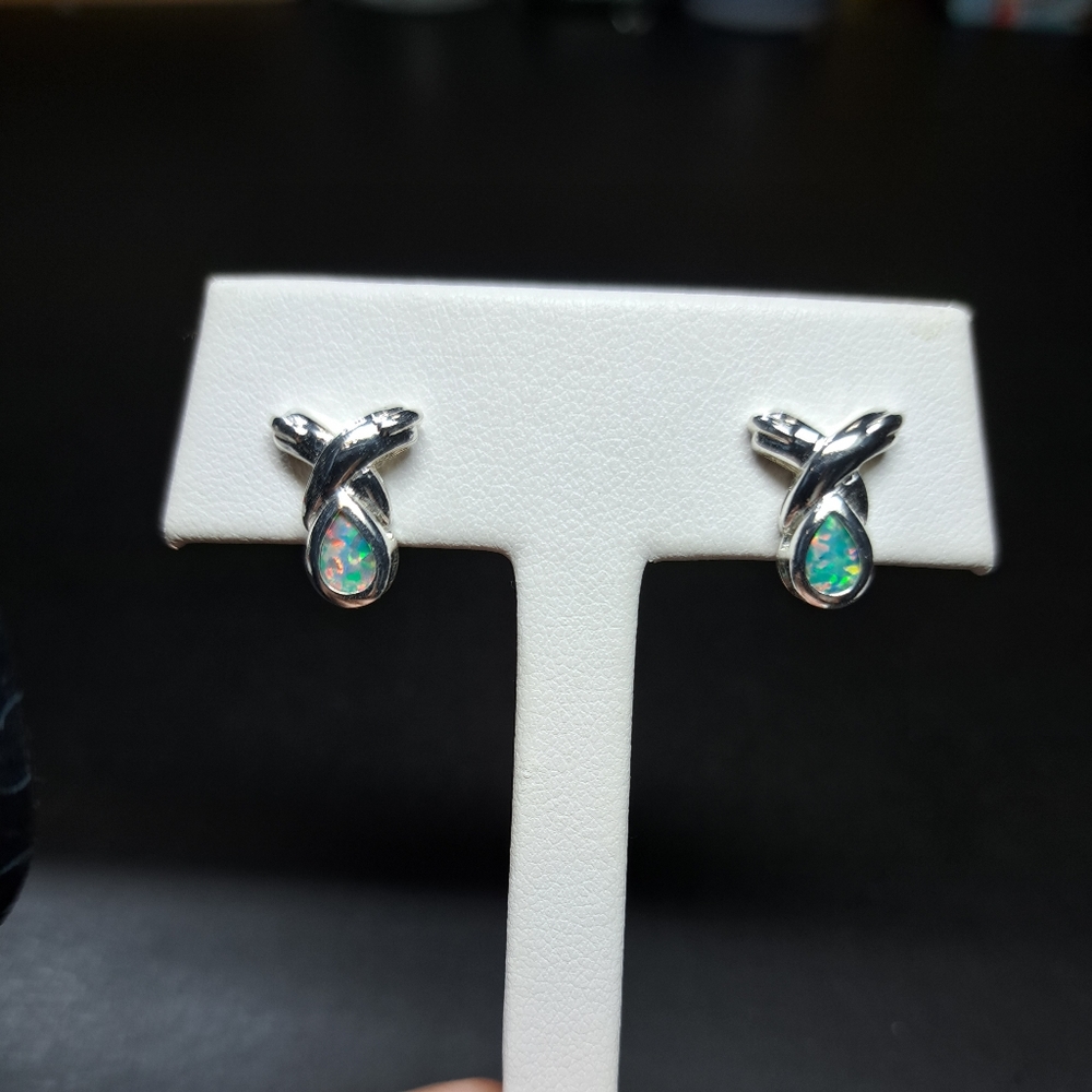 Sterling opal earrings